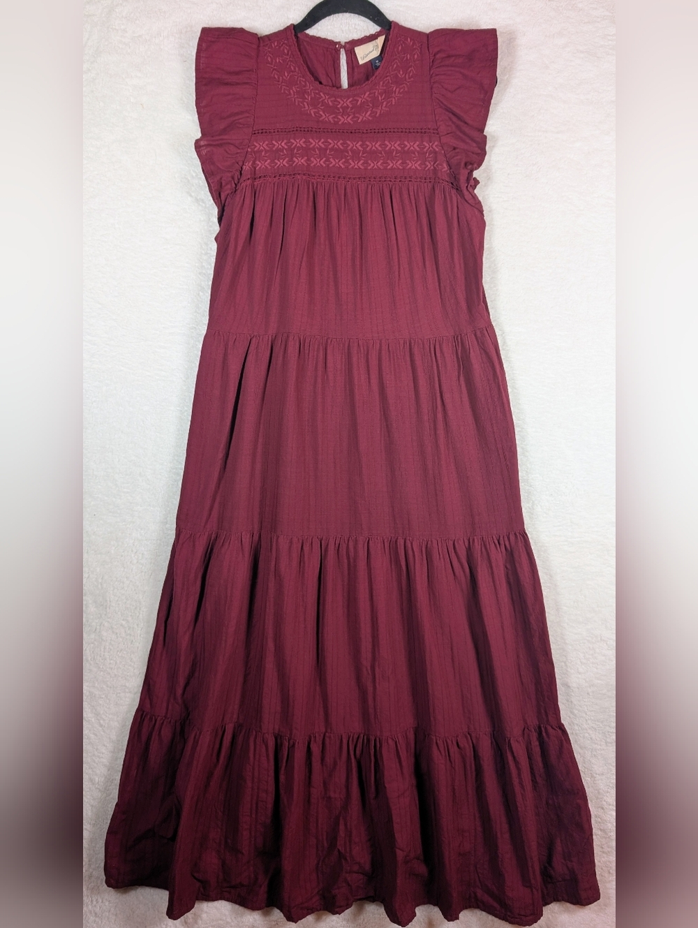 Universal Thread Burgundy Maxi Dress with Flutter Sleeves